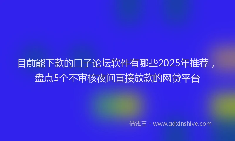 目前能下款的口子论坛软件有哪些2025年推荐，盘点5个不审核夜间直接放款的网贷平台