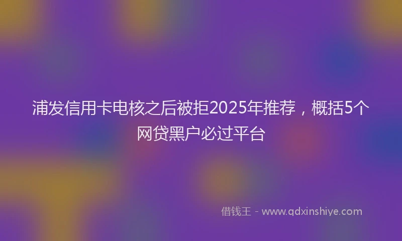 浦发信用卡电核之后被拒2025年推荐，概括5个网贷黑户必过平台