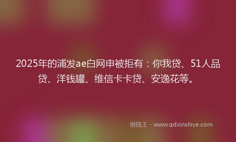 2025年的浦发ae白网申被拒有：你我贷、51人品贷、洋钱罐、维信卡卡贷、安逸花等。