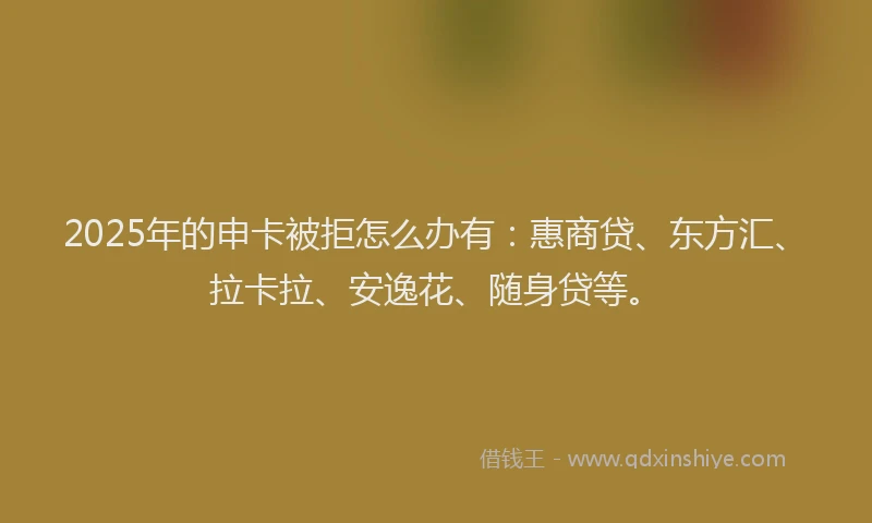 2025年的申卡被拒怎么办有：惠商贷、东方汇、拉卡拉、安逸花、随身贷等。
