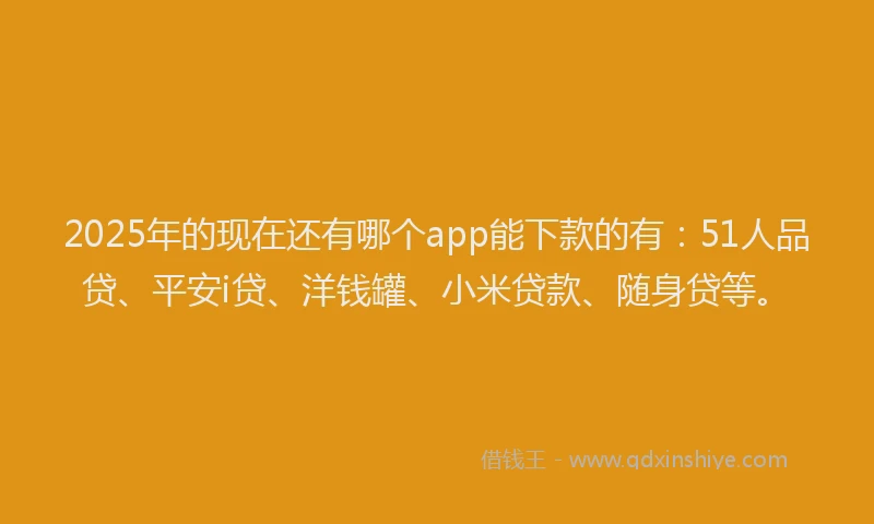 2025年的现在还有哪个app能下款的有：51人品贷、平安i贷、洋钱罐、小米贷款、随身贷等。