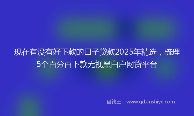 现在有没有好下款的口子贷款2025年精选，梳理5个百分百下款无视黑白户网贷平台