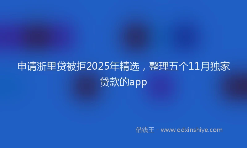 申请浙里贷被拒2025年精选，整理五个11月独家贷款的app