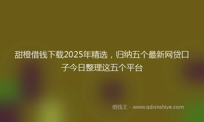 甜橙借钱下载2025年精选，归纳五个最新网贷口子今日整理这五个平台