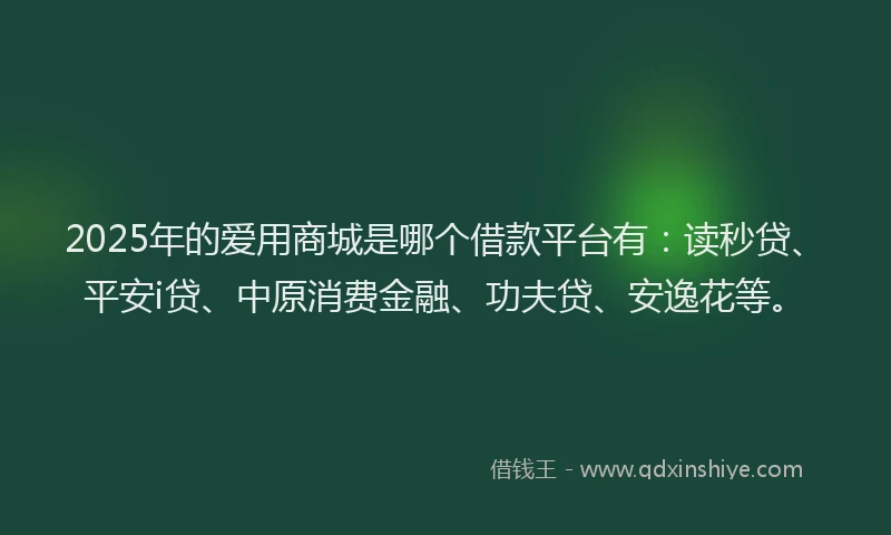 2025年的爱用商城是哪个借款平台有：读秒贷、平安i贷、中原消费金融、功夫贷、安逸花等。
