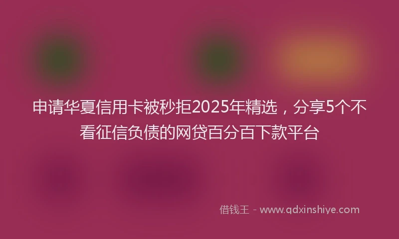 申请华夏信用卡被秒拒2025年精选，分享5个不看征信负债的网贷百分百下款平台