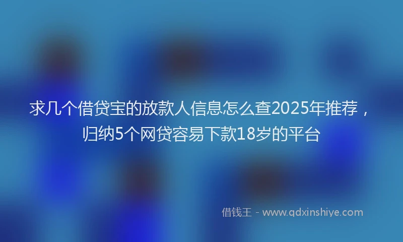 求几个借贷宝的放款人信息怎么查2025年推荐，归纳5个网贷容易下款18岁的平台