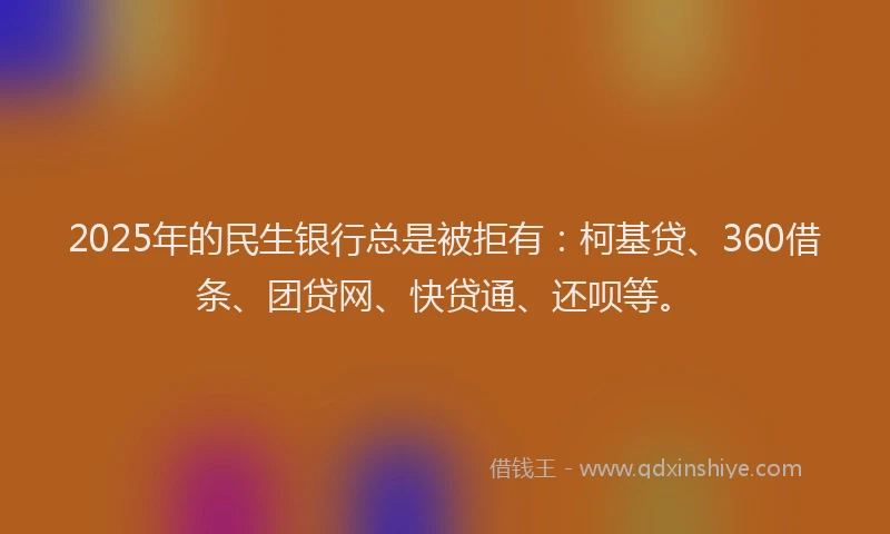 2025年的民生银行总是被拒有：柯基贷、360借条、团贷网、快贷通、还呗等。