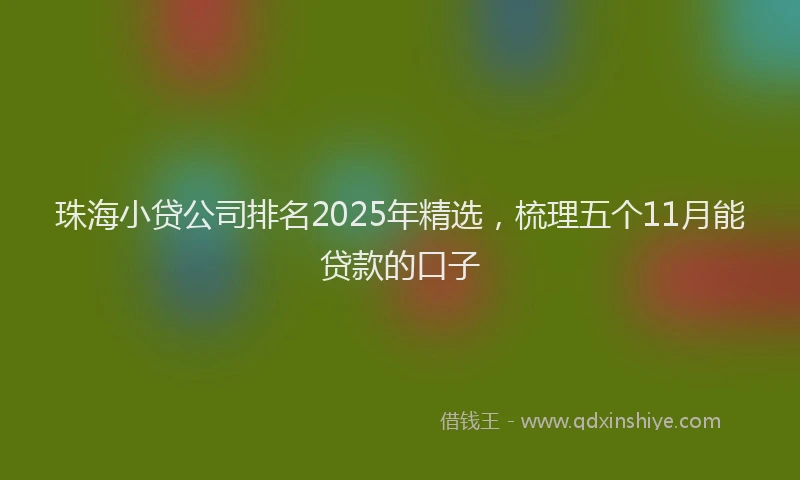 珠海小贷公司排名2025年精选，梳理五个11月能贷款的口子
