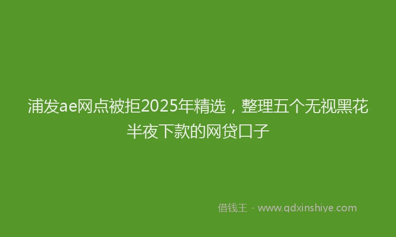 浦发ae网点被拒2025年精选，整理五个无视黑花半夜下款的网贷口子