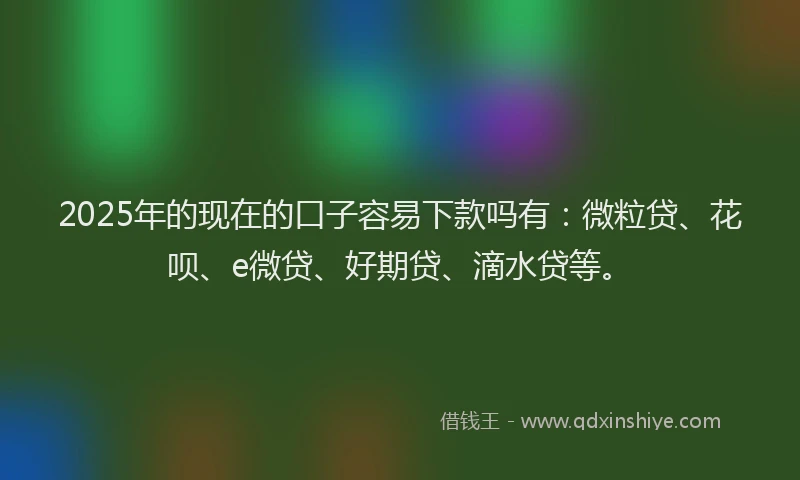 2025年的现在的口子容易下款吗有：微粒贷、花呗、e微贷、好期贷、滴水贷等。