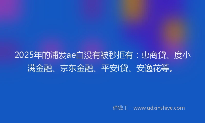 2025年的浦发ae白没有被秒拒有：惠商贷、度小满金融、京东金融、平安i贷、安逸花等。