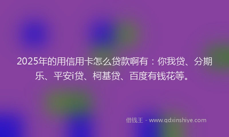 2025年的用信用卡怎么贷款啊有：你我贷、分期乐、平安i贷、柯基贷、百度有钱花等。