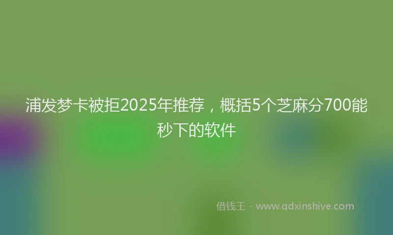 浦发梦卡被拒2025年推荐，概括5个芝麻分700能秒下的软件
