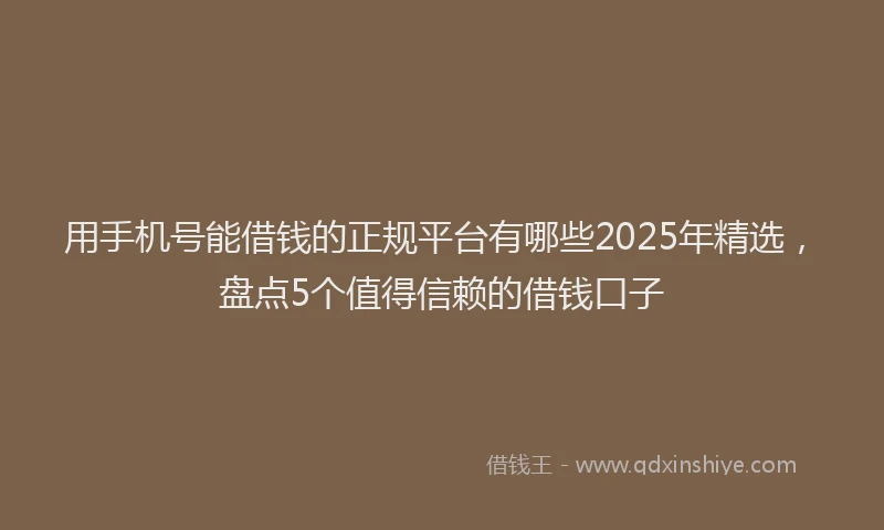 用手机号能借钱的正规平台有哪些2025年精选，盘点5个值得信赖的借钱口子