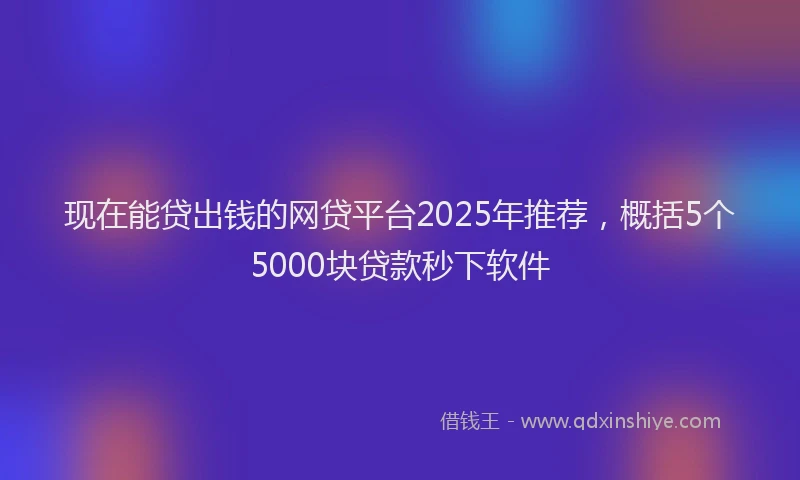现在能贷出钱的网贷平台2025年推荐，概括5个5000块贷款秒下软件