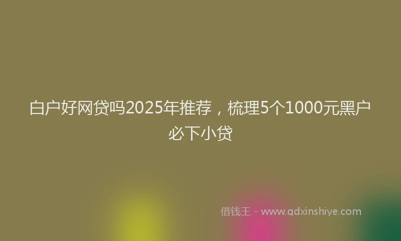白户好网贷吗2025年推荐，梳理5个1000元黑户必下小贷
