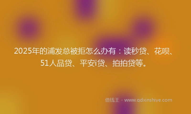 2025年的浦发总被拒怎么办有：读秒贷、花呗、51人品贷、平安i贷、拍拍贷等。