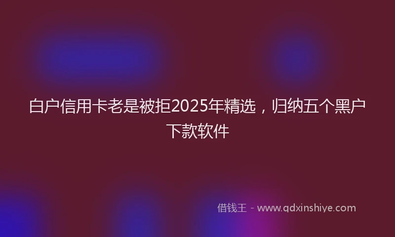 白户信用卡老是被拒2025年精选，归纳五个黑户下款软件