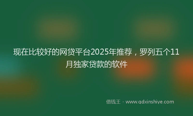 现在比较好的网贷平台2025年推荐，罗列五个11月独家贷款的软件
