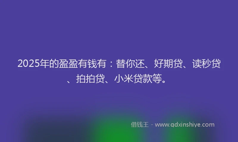 2025年的盈盈有钱有：替你还、好期贷、读秒贷、拍拍贷、小米贷款等。