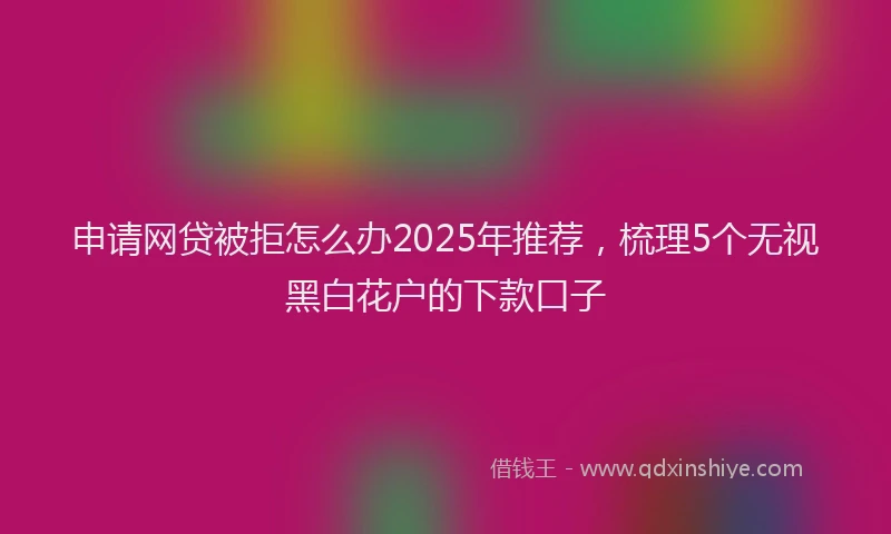 申请网贷被拒怎么办2025年推荐，梳理5个无视黑白花户的下款口子