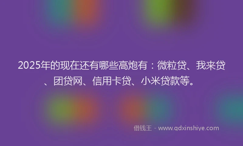 2025年的现在还有哪些高炮有：微粒贷、我来贷、团贷网、信用卡贷、小米贷款等。