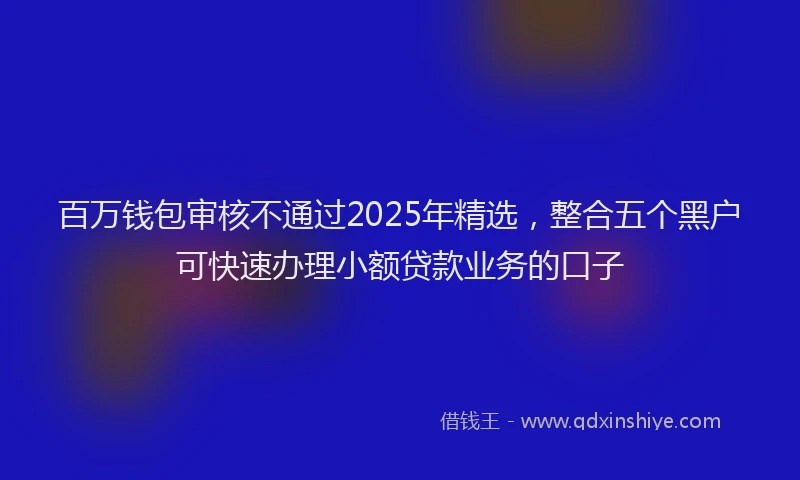 百万钱包审核不通过2025年精选，整合五个黑户可快速办理小额贷款业务的口子