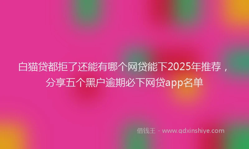 白猫贷都拒了还能有哪个网贷能下2025年推荐，分享五个黑户逾期必下网贷app名单