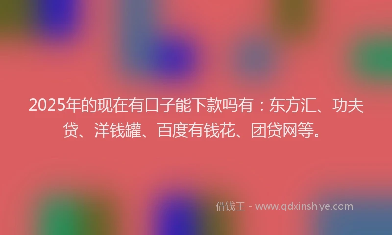 2025年的现在有口子能下款吗有：东方汇、功夫贷、洋钱罐、百度有钱花、团贷网等。