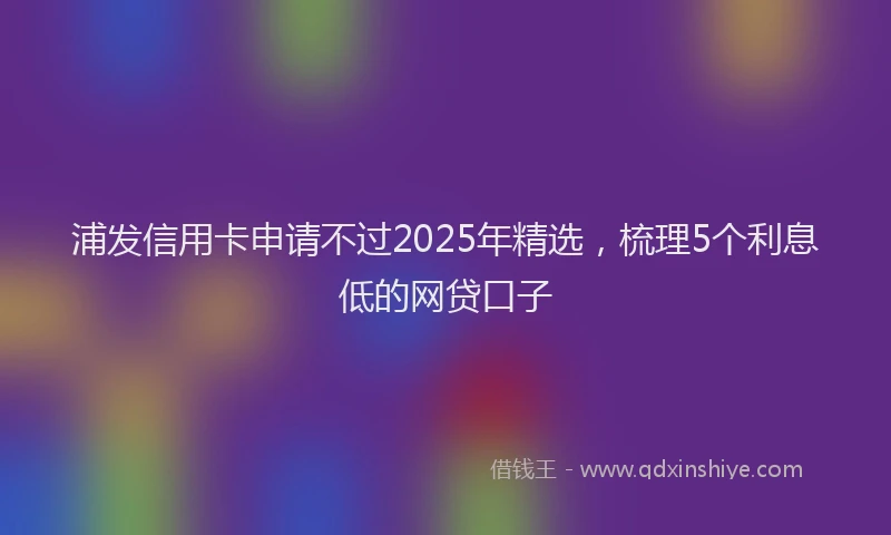 浦发信用卡申请不过2025年精选，梳理5个利息低的网贷口子