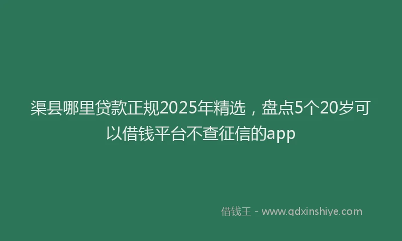 渠县哪里贷款正规2025年精选，盘点5个20岁可以借钱平台不查征信的app