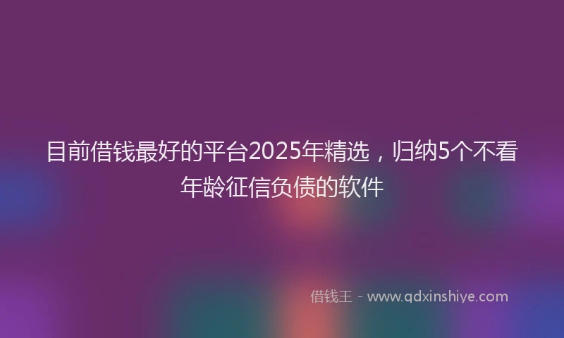 目前借钱最好的平台2025年精选，归纳5个不看年龄征信负债的软件