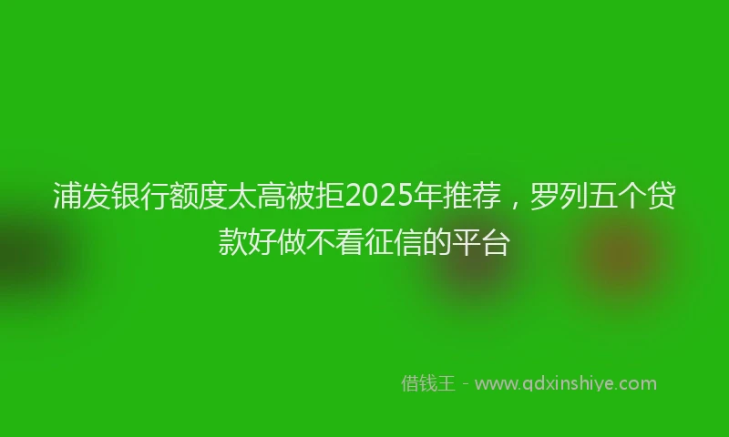 浦发银行额度太高被拒2025年推荐，罗列五个贷款好做不看征信的平台