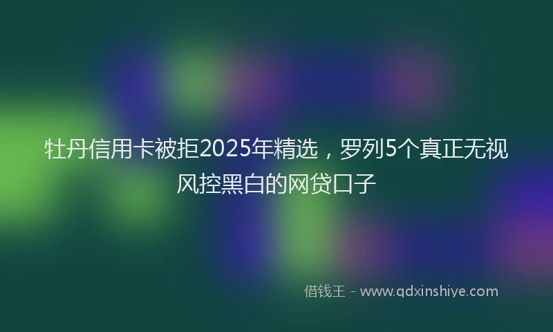 牡丹信用卡被拒2025年精选，罗列5个真正无视风控黑白的网贷口子