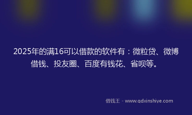2025年的满16可以借款的软件有：微粒贷、微博借钱、投友圈、百度有钱花、省呗等。