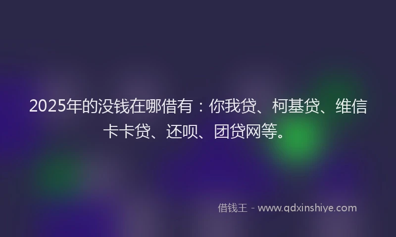 2025年的没钱在哪借有：你我贷、柯基贷、维信卡卡贷、还呗、团贷网等。