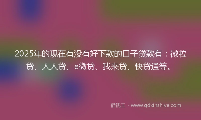 2025年的现在有没有好下款的口子贷款有：微粒贷、人人贷、e微贷、我来贷、快贷通等。