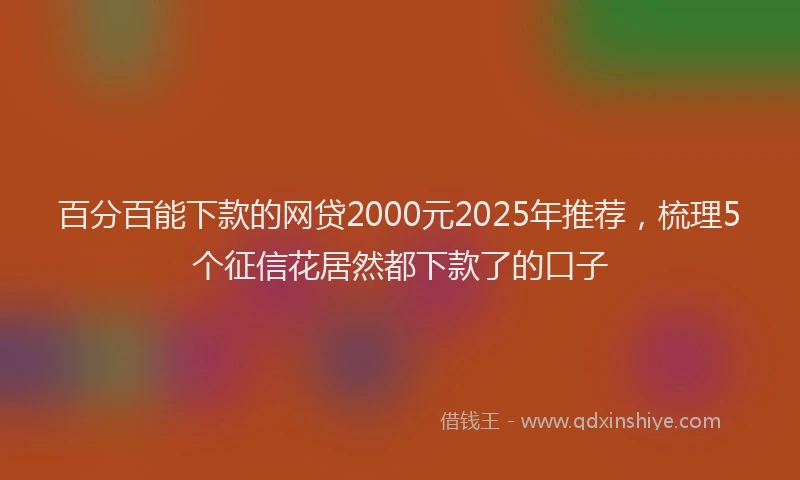 百分百能下款的网贷2000元2025年推荐，梳理5个征信花居然都下款了的口子