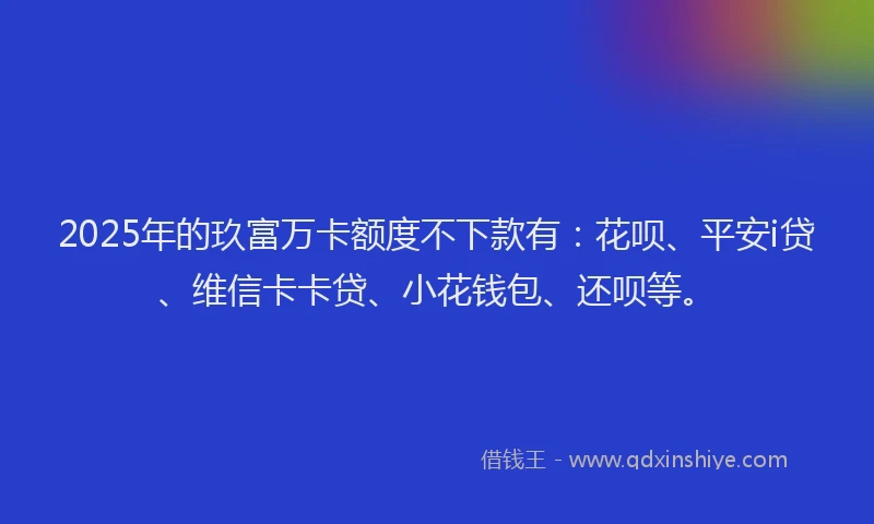 2025年的玖富万卡额度不下款有：花呗、平安i贷、维信卡卡贷、小花钱包、还呗等。