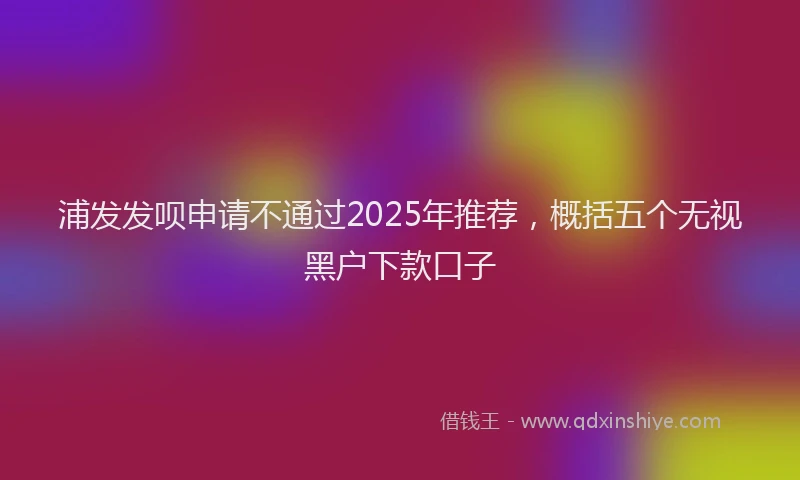 浦发发呗申请不通过2025年推荐，概括五个无视黑户下款口子