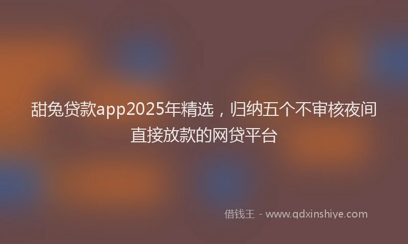 甜兔贷款app2025年精选，归纳五个不审核夜间直接放款的网贷平台