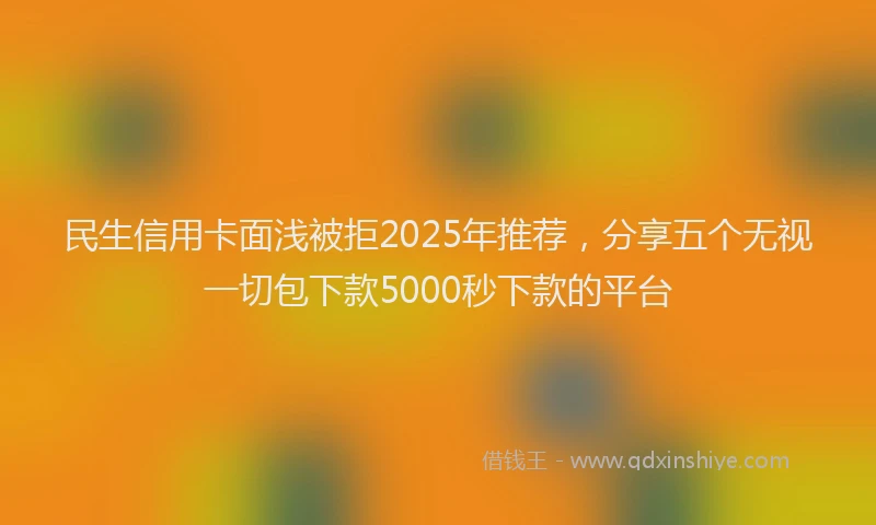 民生信用卡面浅被拒2025年推荐，分享五个无视一切包下款5000秒下款的平台