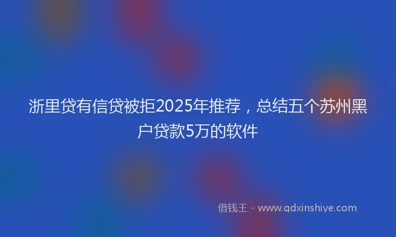 浙里贷有信贷被拒2025年推荐，总结五个苏州黑户贷款5万的软件