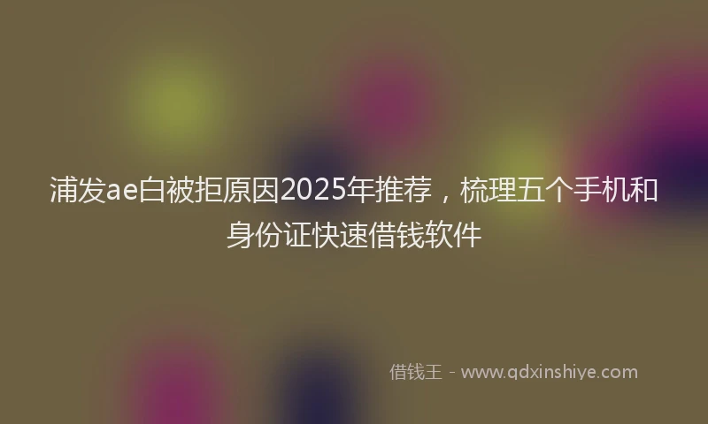浦发ae白被拒原因2025年推荐，梳理五个手机和身份证快速借钱软件