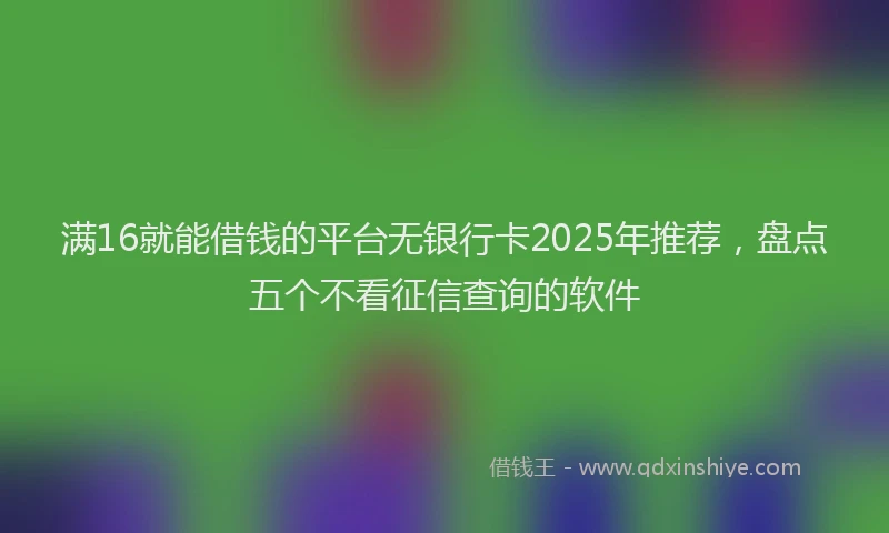 满16就能借钱的平台无银行卡2025年推荐，盘点五个不看征信查询的软件