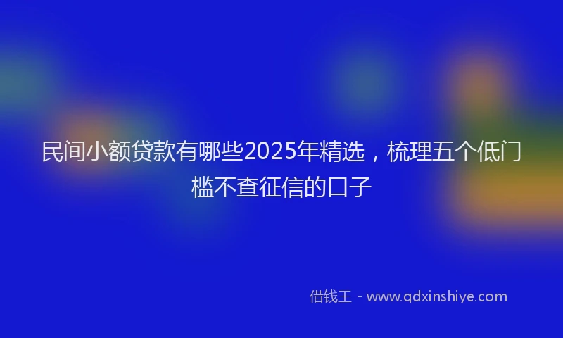 民间小额贷款有哪些2025年精选，梳理五个低门槛不查征信的口子