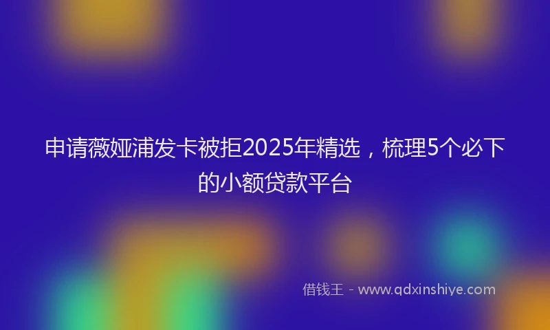 申请薇娅浦发卡被拒2025年精选，梳理5个必下的小额贷款平台