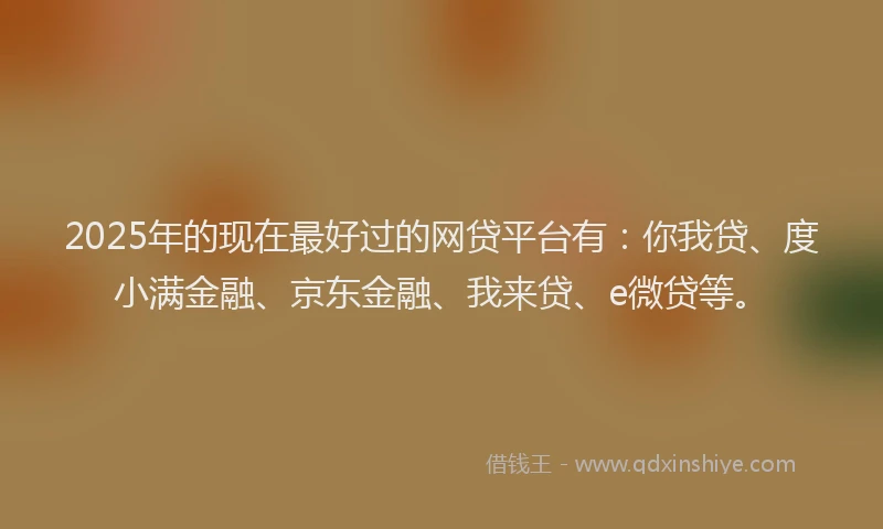 2025年的现在最好过的网贷平台有：你我贷、度小满金融、京东金融、我来贷、e微贷等。