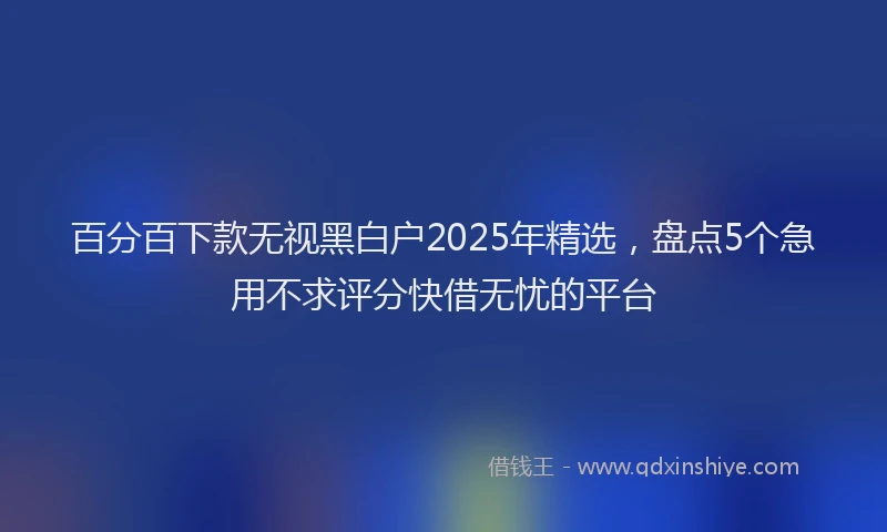百分百下款无视黑白户2025年精选，盘点5个急用不求评分快借无忧的平台